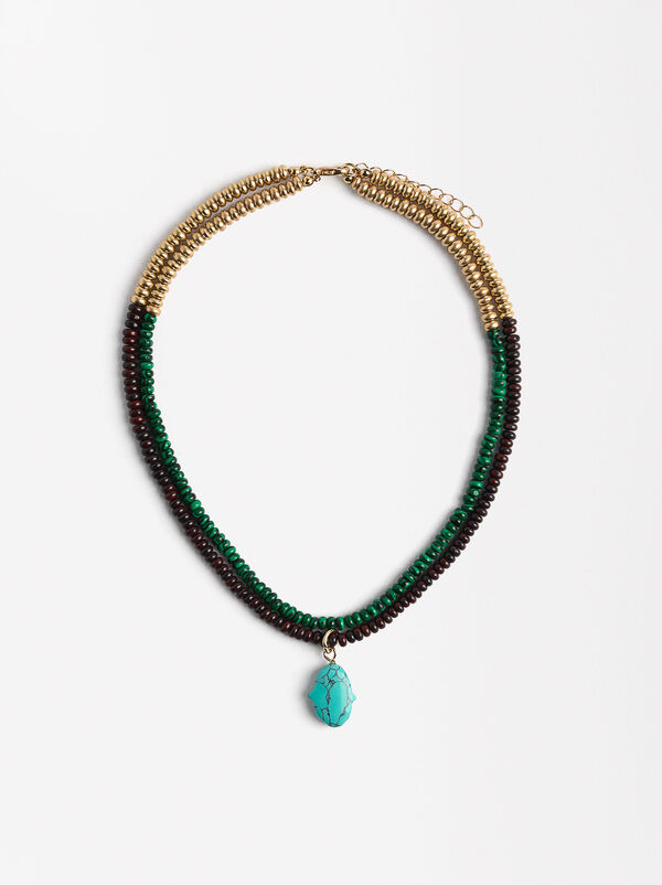 Double necklace with stones