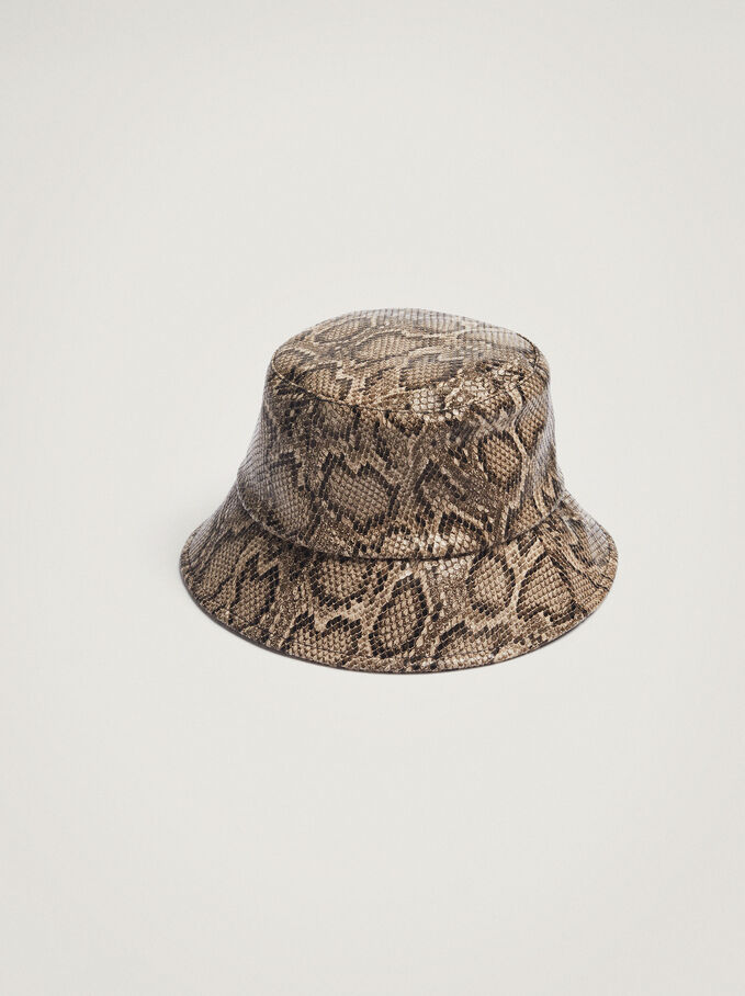 Animal Print Waterproof Bucket Hat, Ecru, hi-res