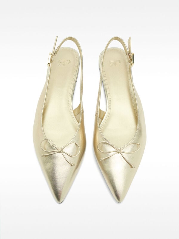 Metallic leather slingback ballet flats