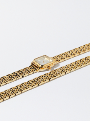 Double Bracelet Watch, Golden, hi-res