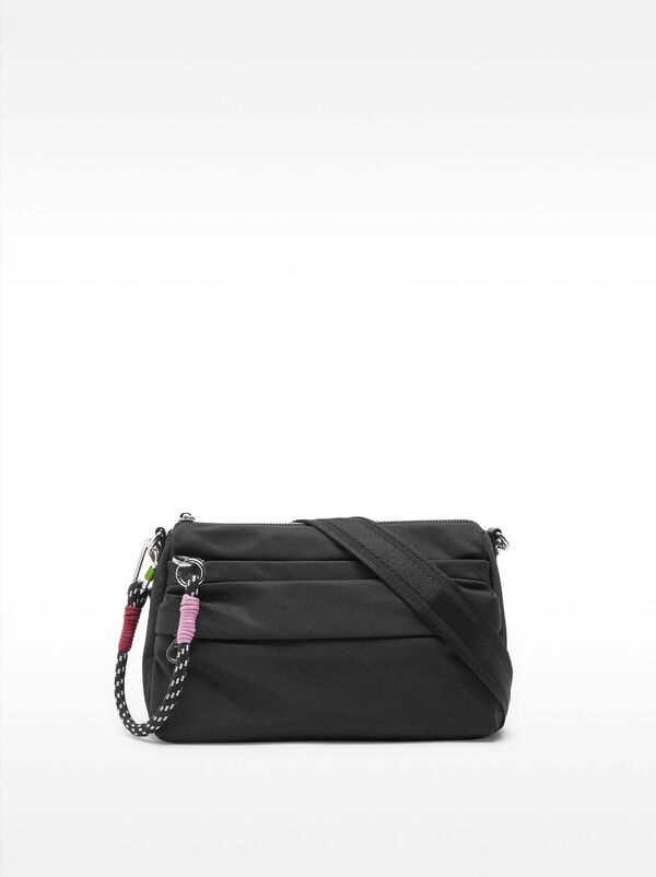 Borsa a tracolla in nylon con tasca esterna