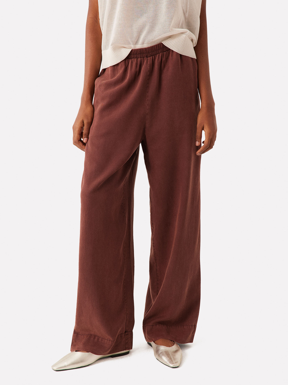 Loose-Fitting Trousers With Elastic Waistband, Brick Red, hi-res