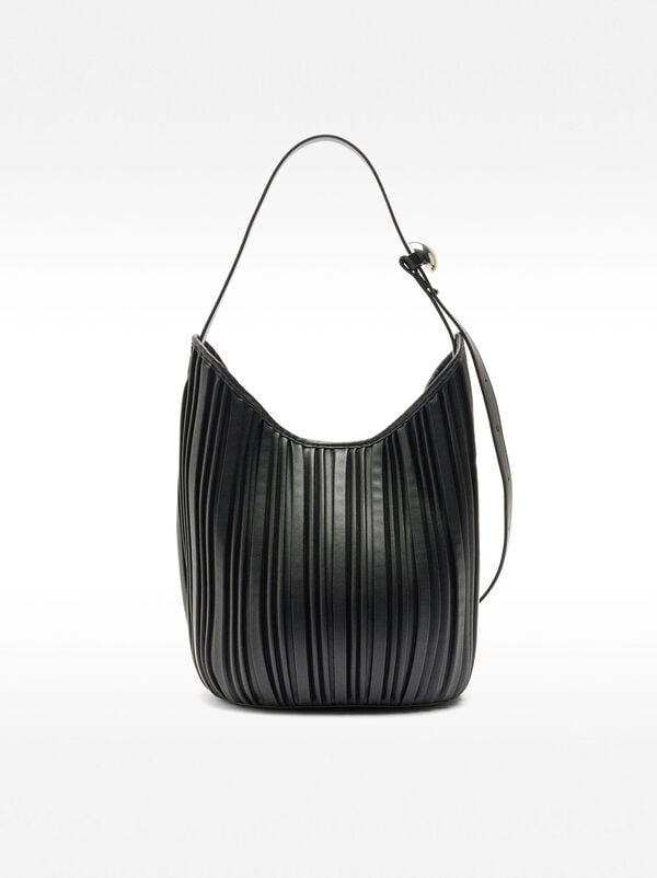 Pleated shoulder bag with removable pouch