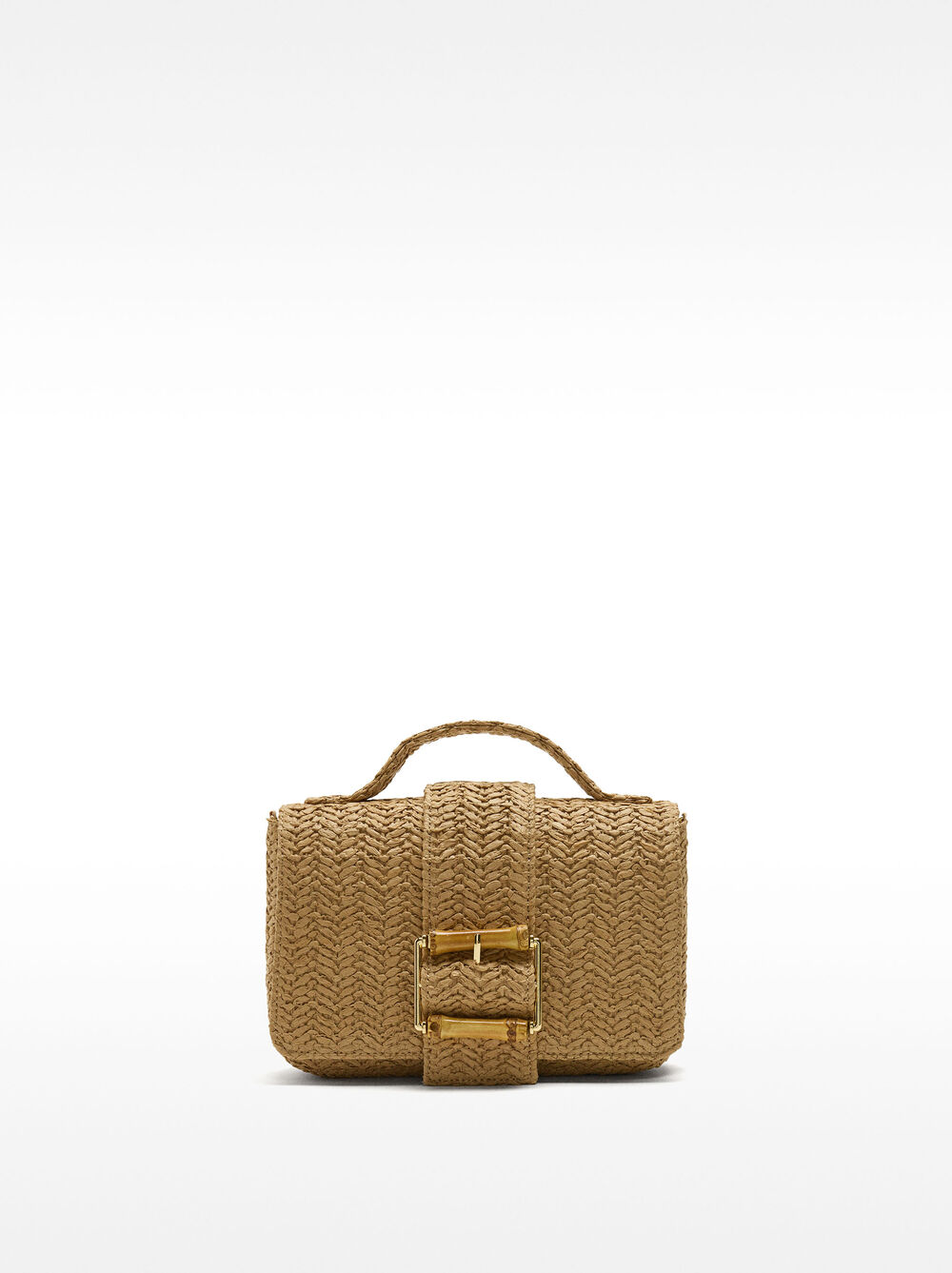 Straw-effect handbag with flap