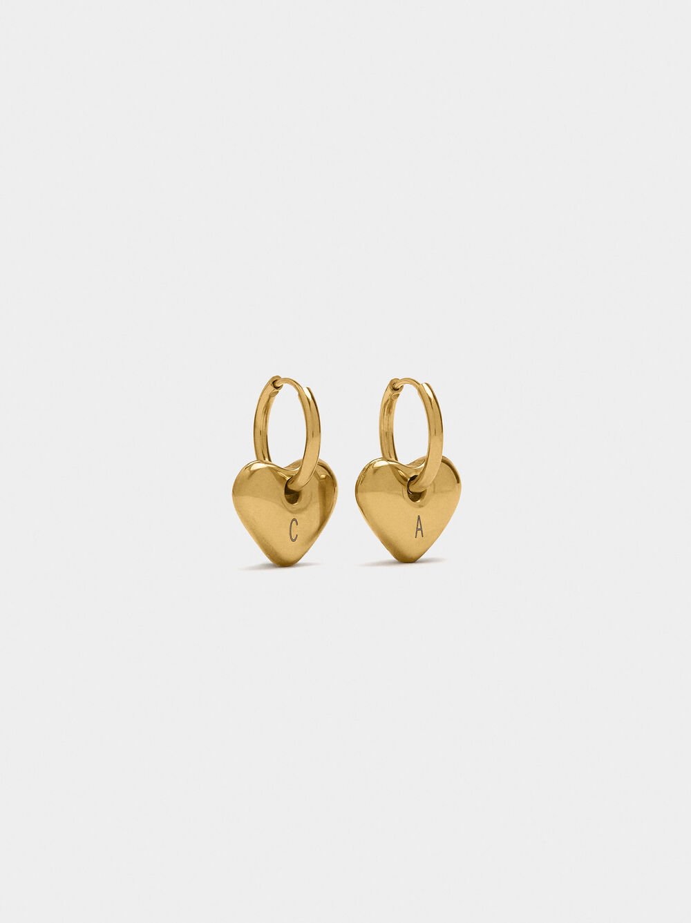 Hoop earrings with hearts - stainless steel