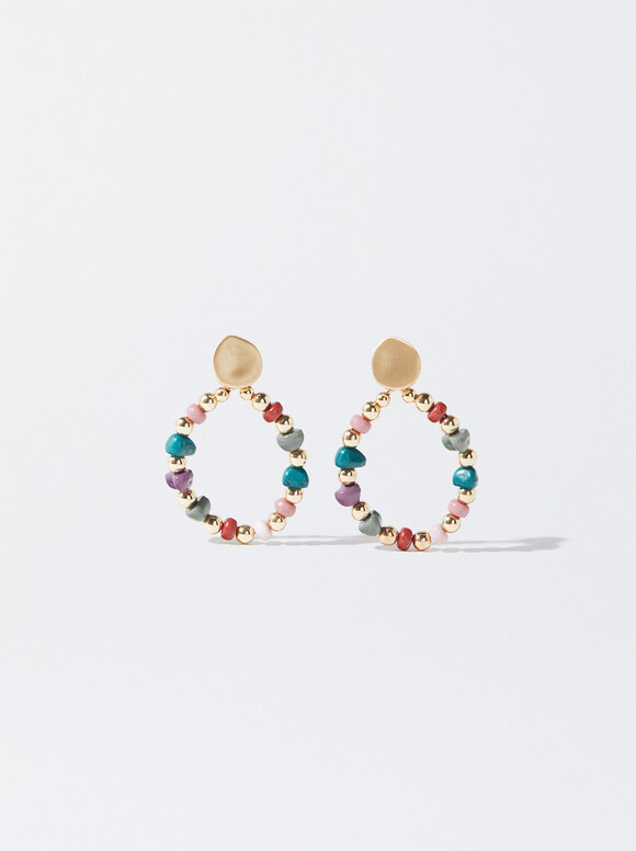 Multicoloured Hoop Earrings, Multicolor, hi-res