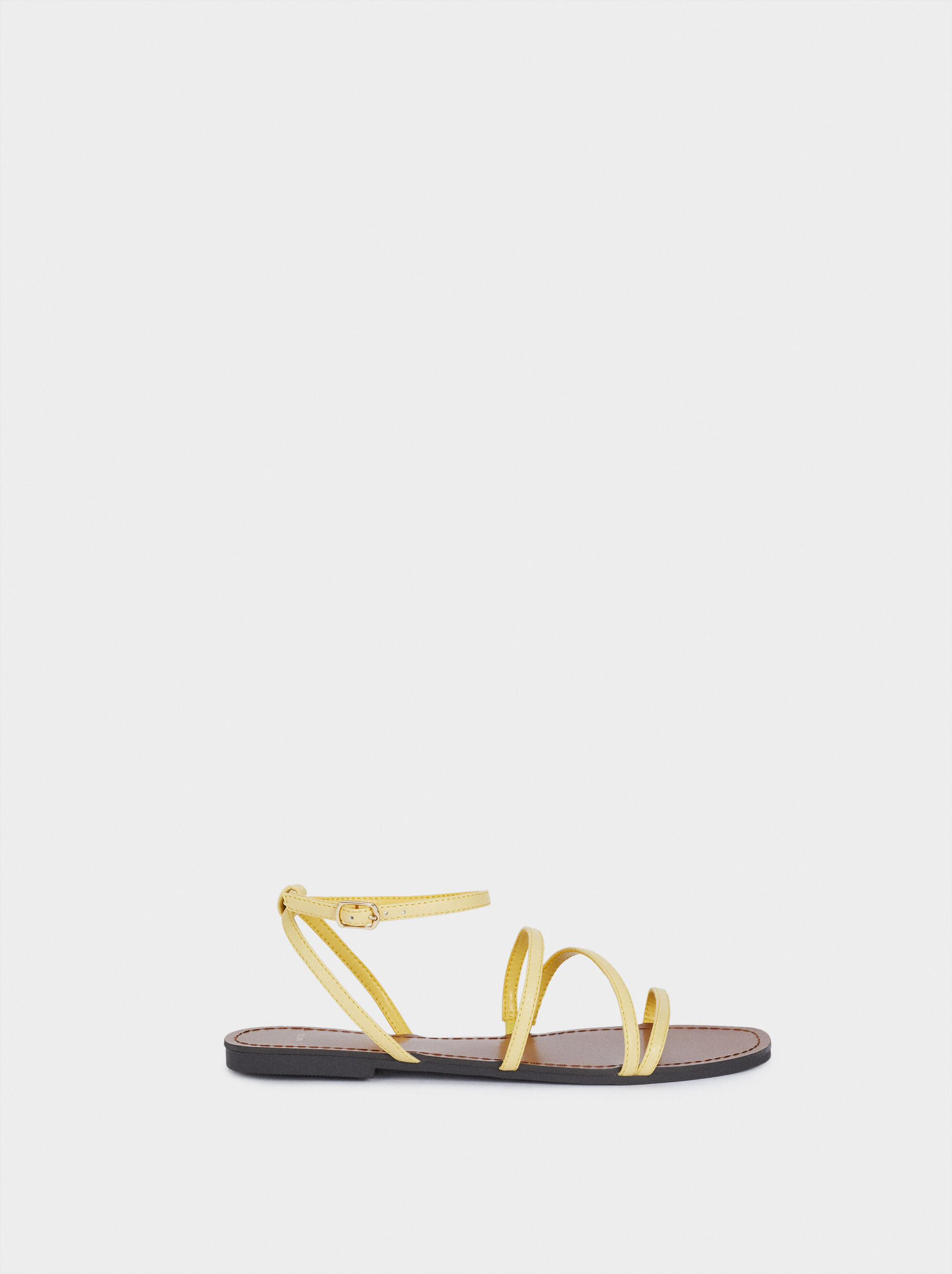 Flat Strappy Sandals - Yellow - Woman - Sandals - parfois.com