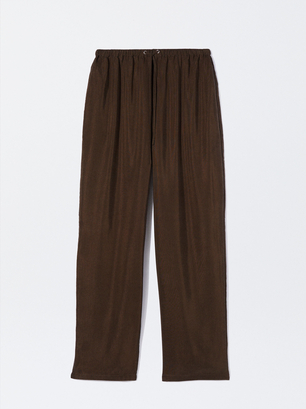 Pantalon  Fluide Avec Taille Élastique, Kaki, hi-res