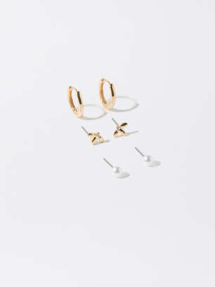 Golden Earrings Set, , hi-res