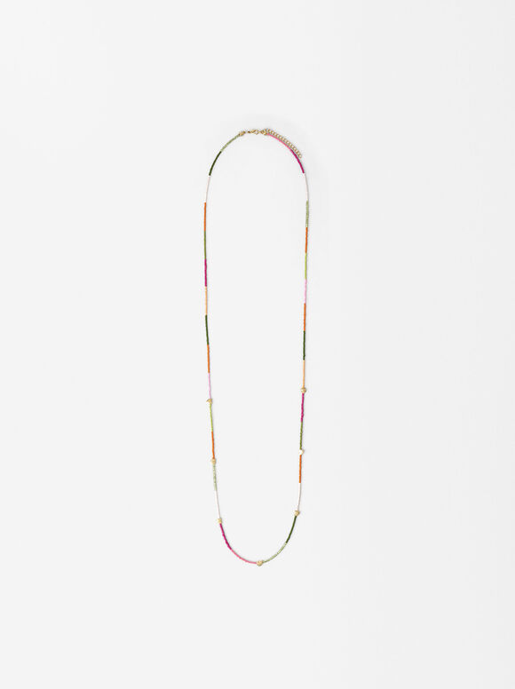 Long Heart Bead Necklace, Multicolor, hi-res
