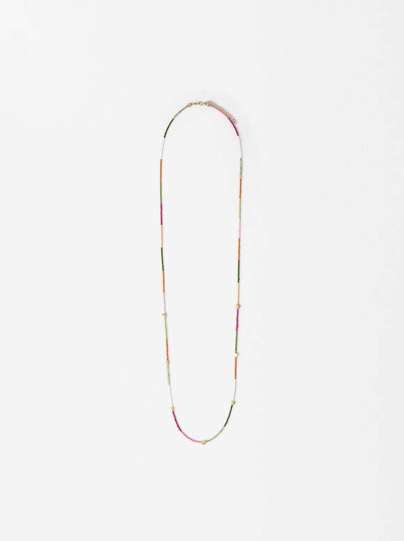 Long Heart Bead Necklace, Multicolor, hi-res