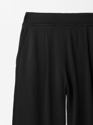 Pantalon En 100% Coton À Taille Élastique , Noir, hi-res