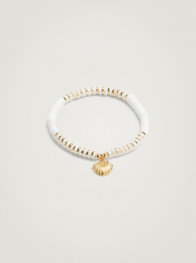 Elastic Bracelet With Shell, Golden, hi-res