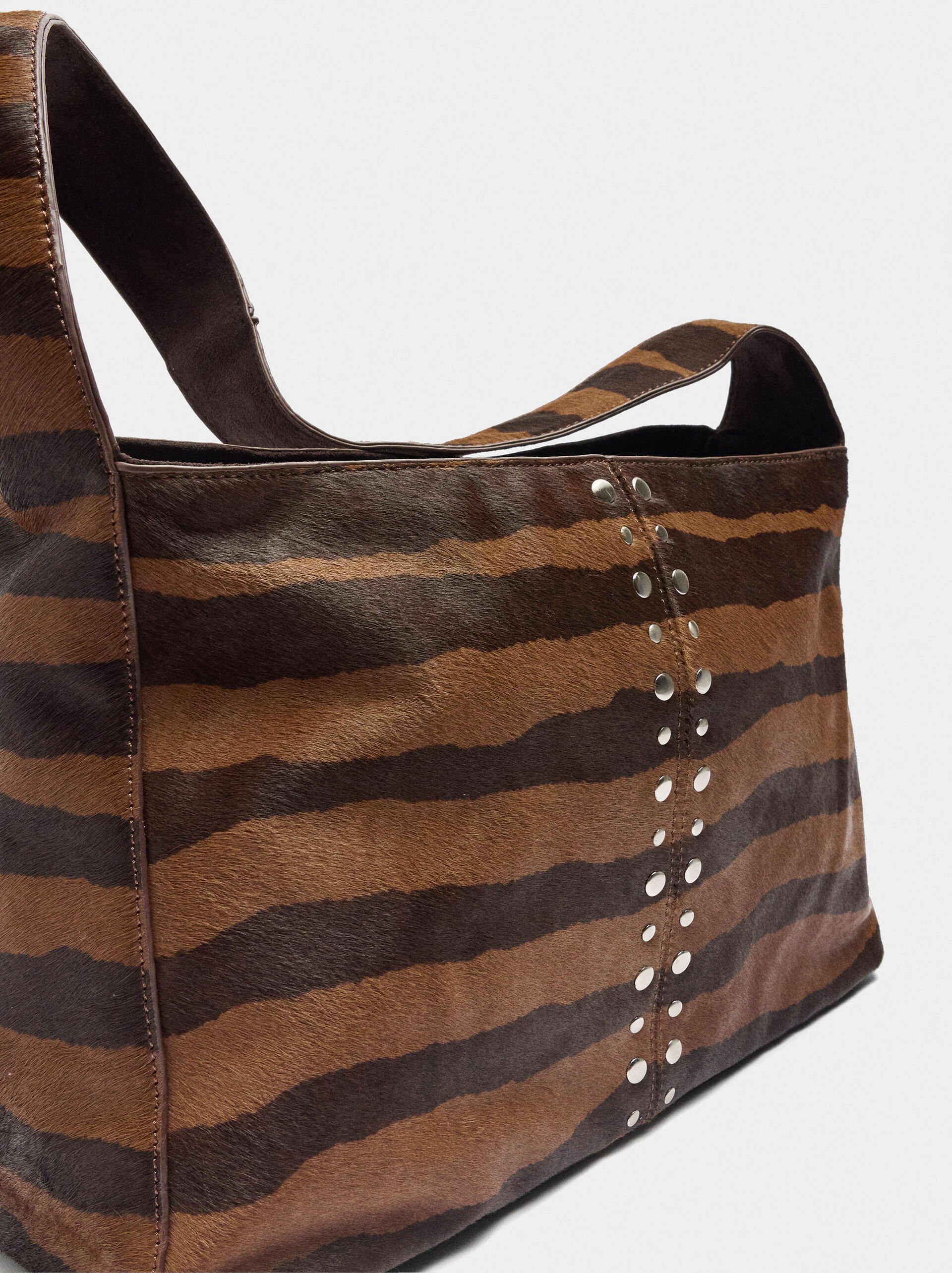 Leather handbag with studs image number 1.0