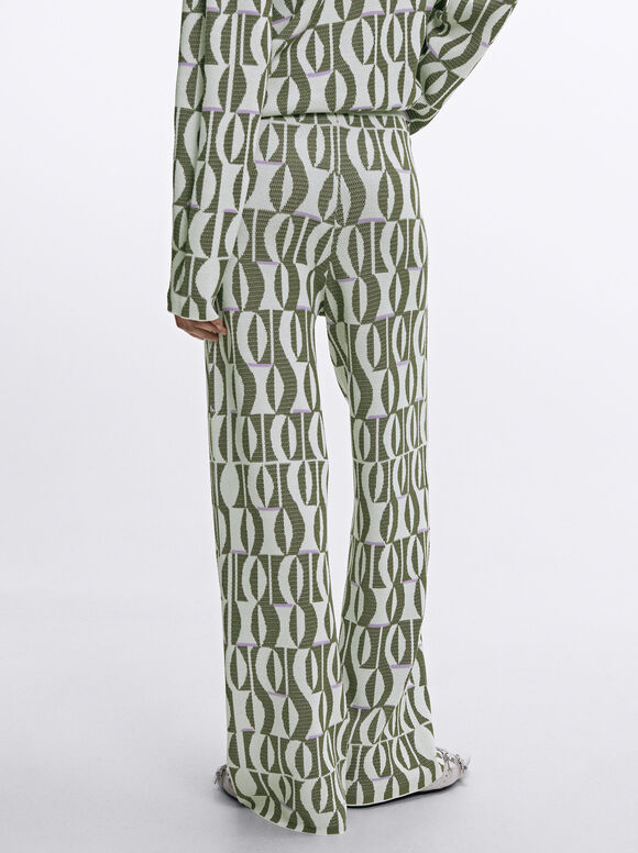 Jacquard Knit Trousers, Multicolor, hi-res