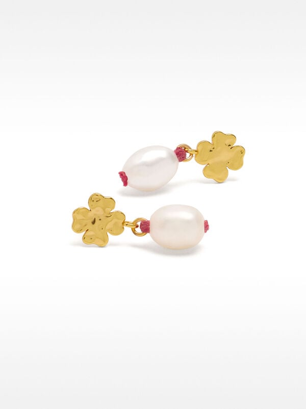 Clover freshwater pearl earrings - silver 925