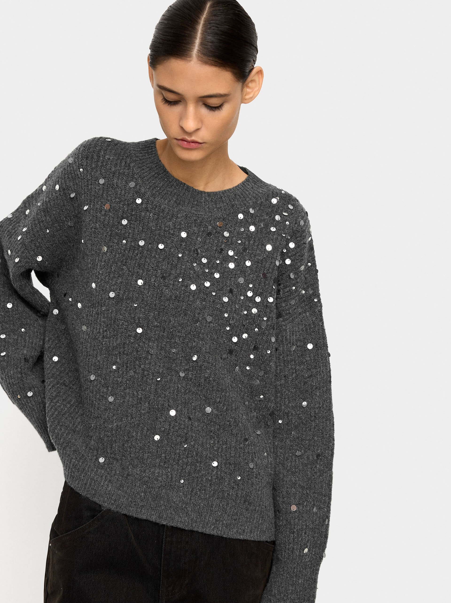 Knit sweater with sequins image number 1.0