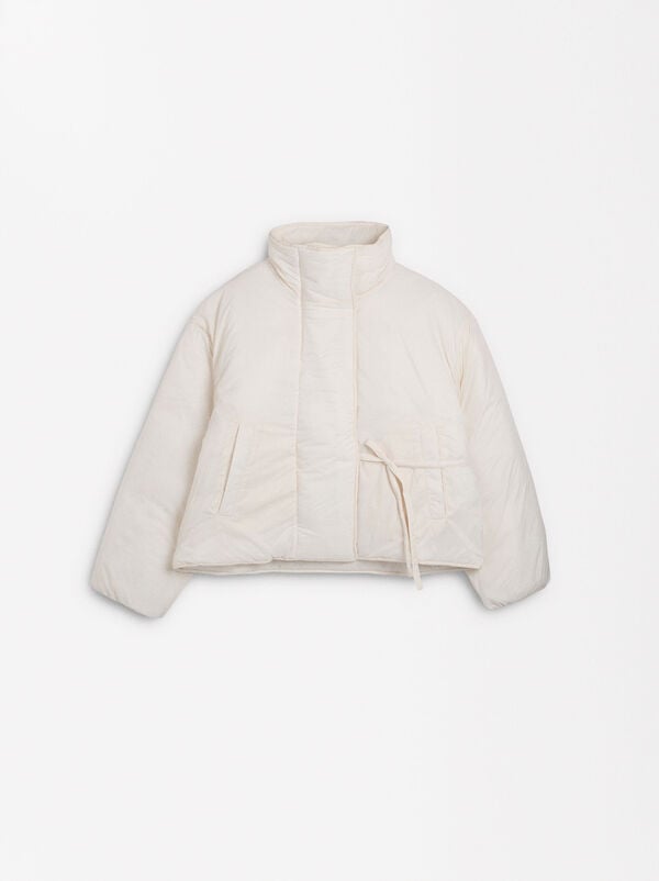 Quilted jacket with high collar