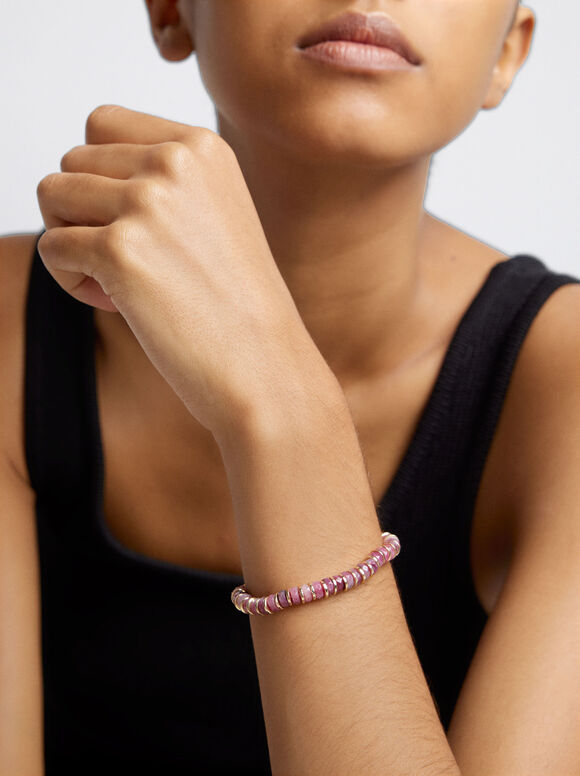 Adjustable Bracelet With Stone, Pink, hi-res