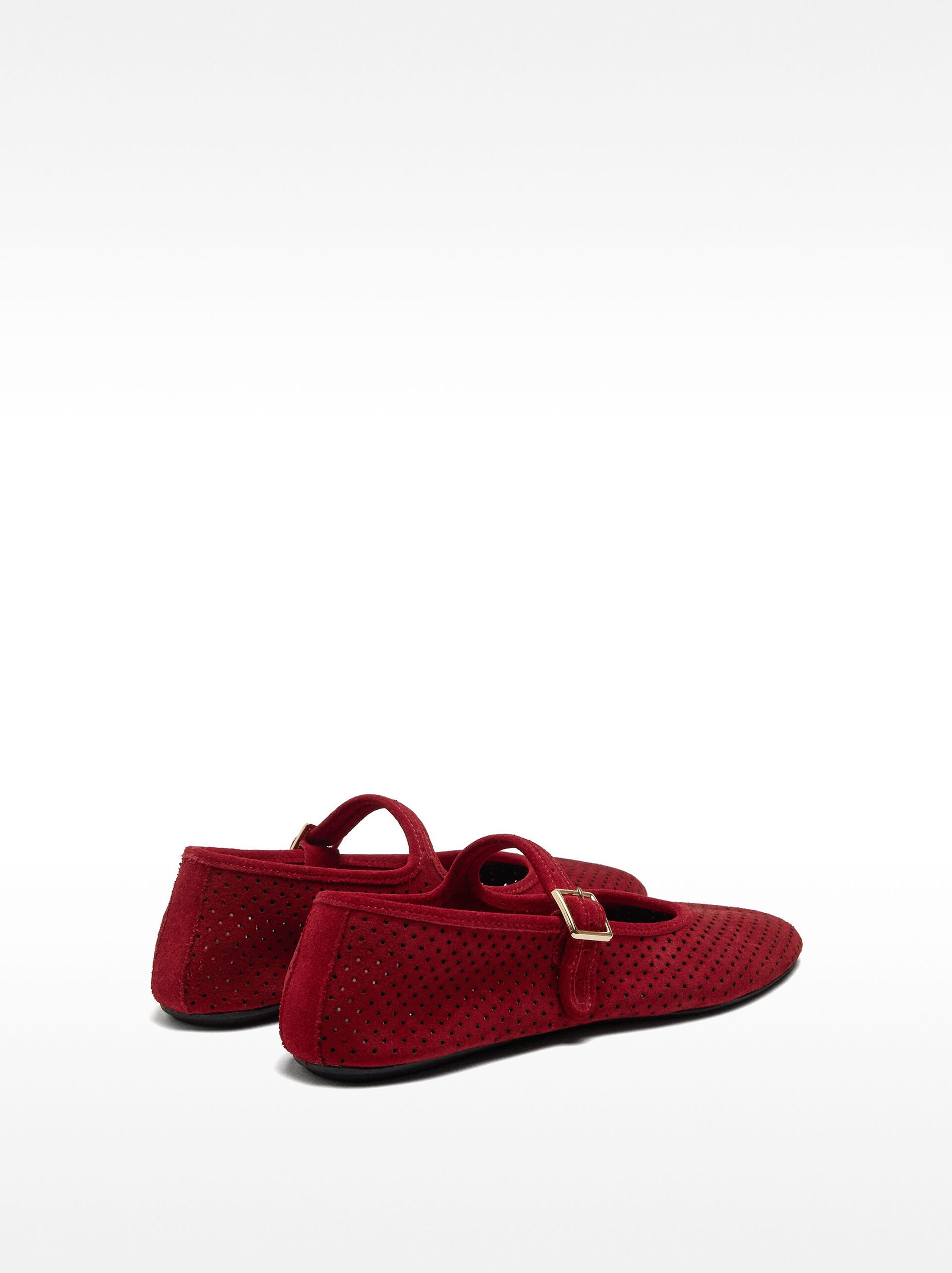 Leather ballet flats with strap and buckle image number 4.0