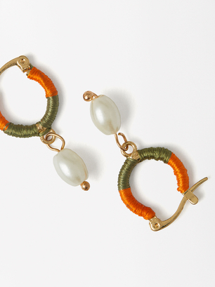 Bicolor Pearl Earrings, Multicolor, hi-res