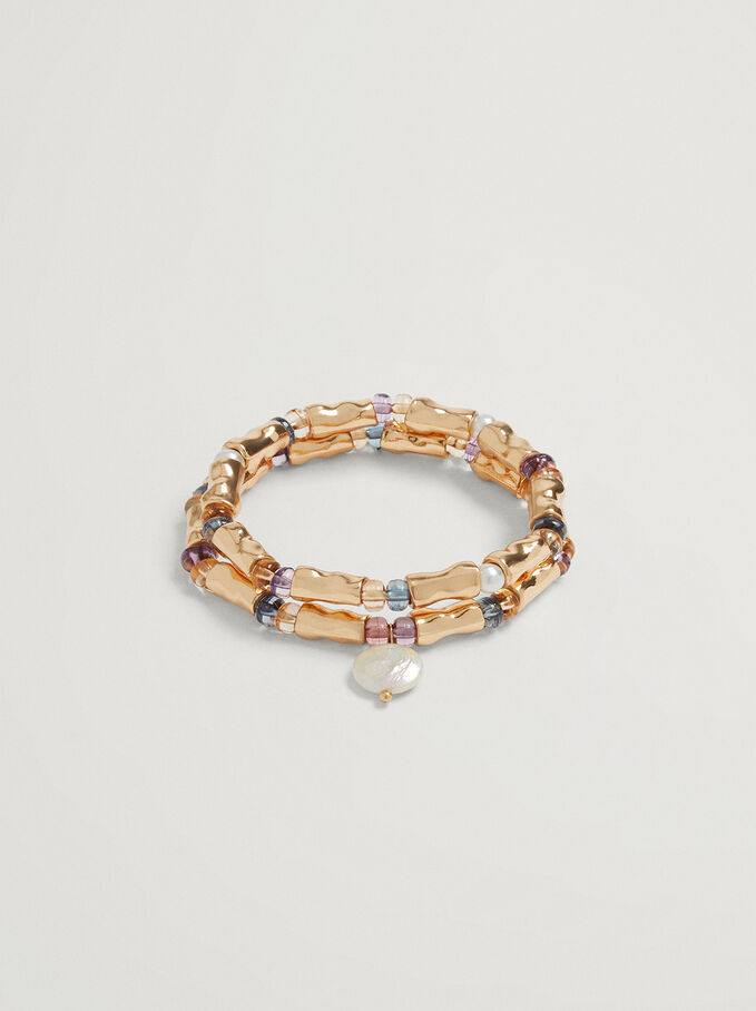 Set De Bracelets Élastiques Avec Perle, Multicolore, hi-res