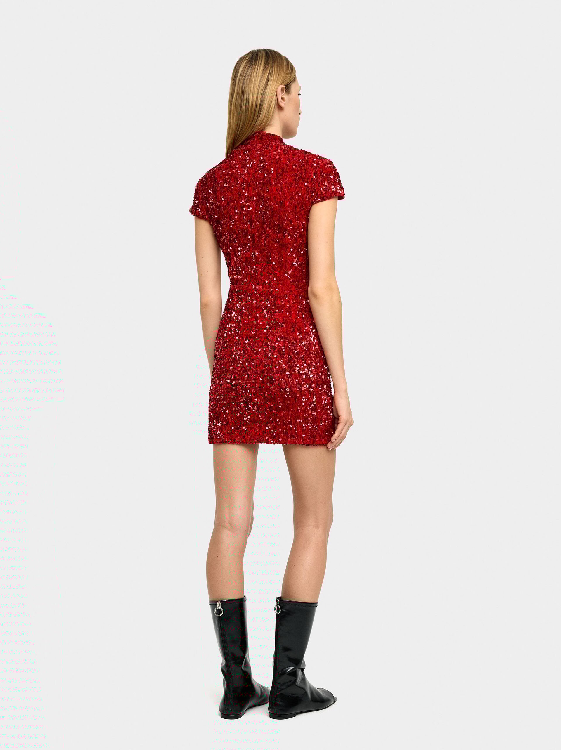 Short dress with sequins image number 2.0