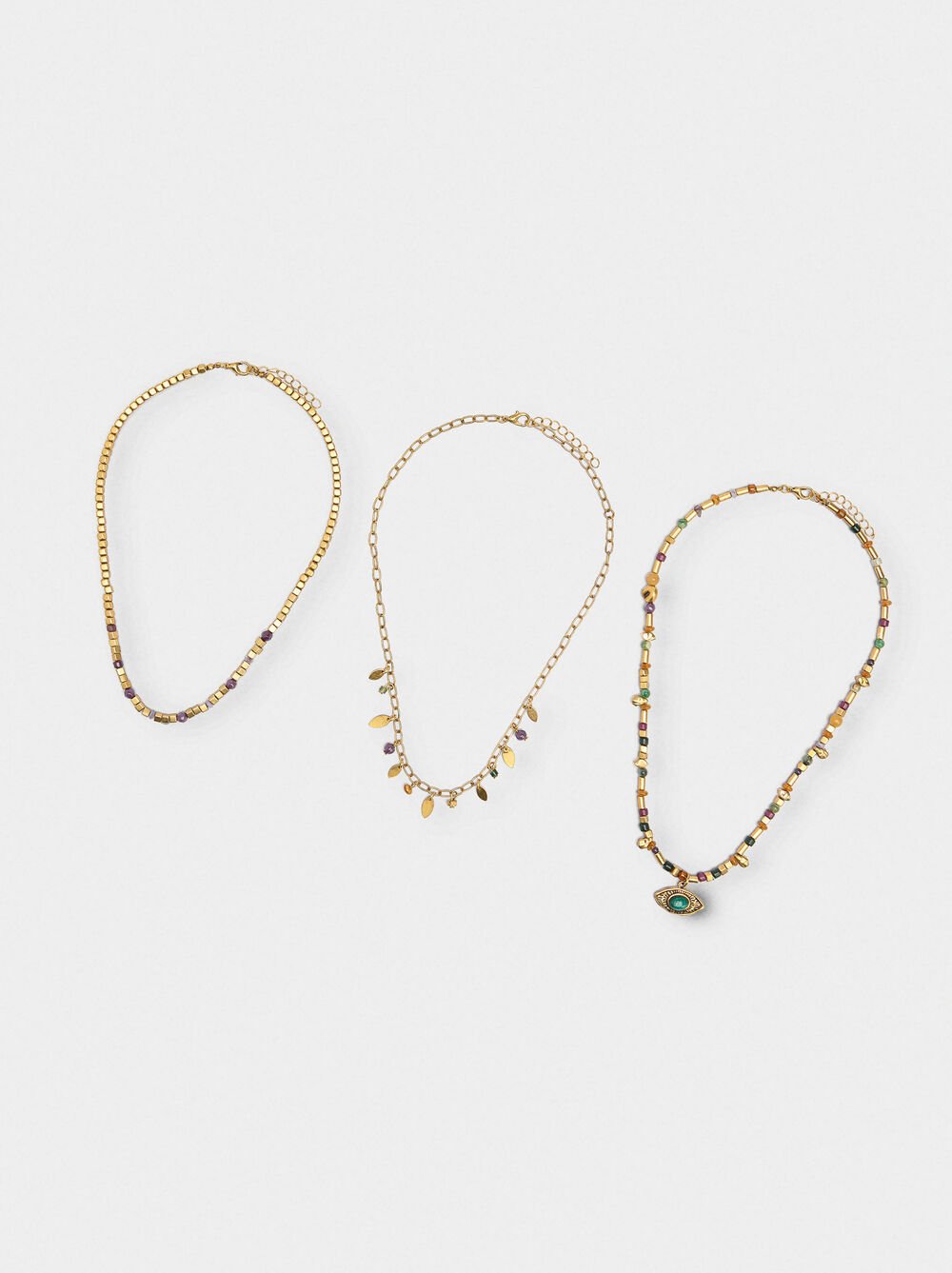 Set of necklaces with stones