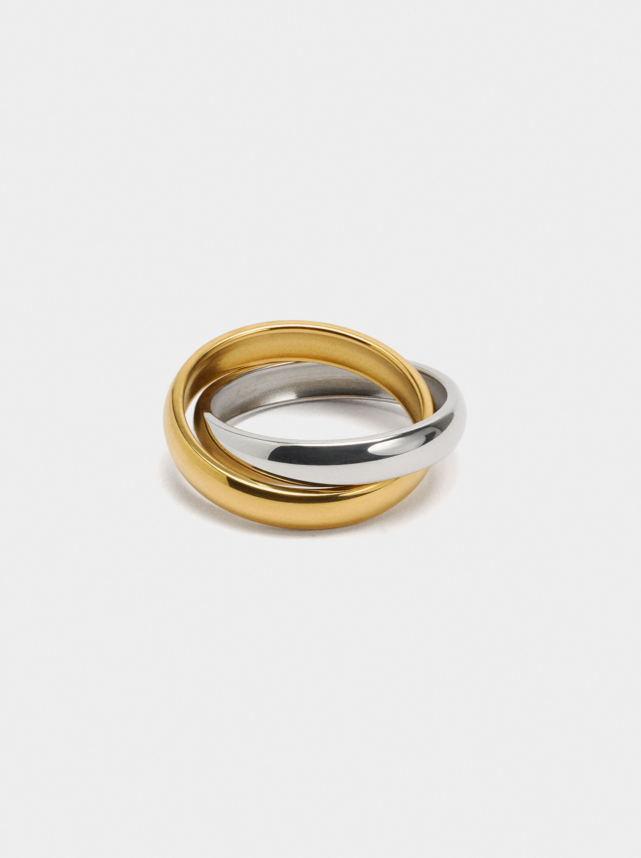 Bicolor crossed ring - stainless steel image number 4.0