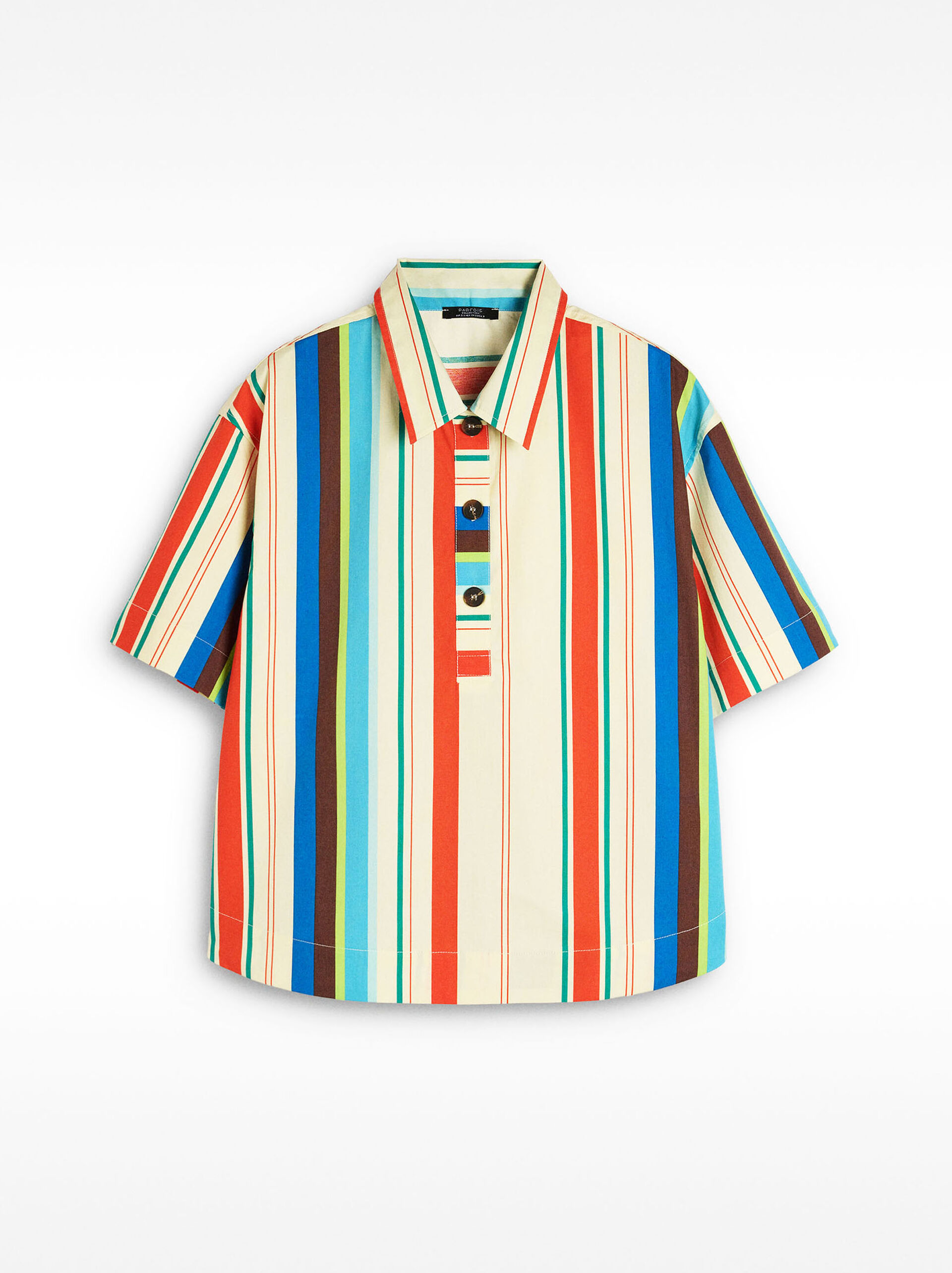 Camicia in cotone 100% a righe image number 7.0