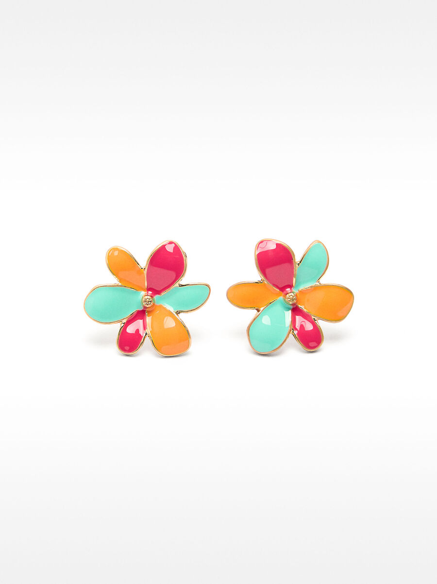 Multicolored flower enamel earrings