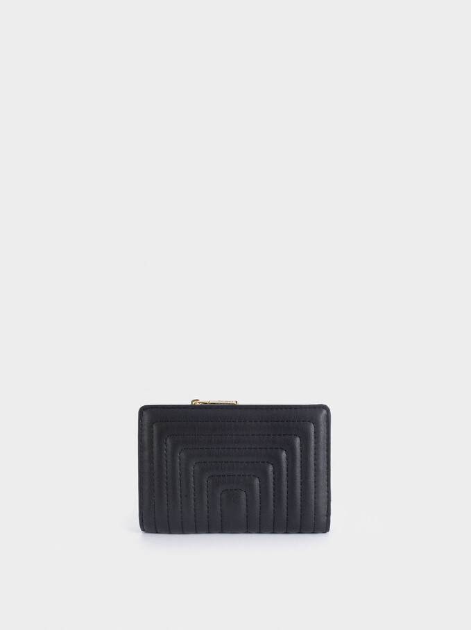 Quilted Compact Wallet, Black, hi-res
