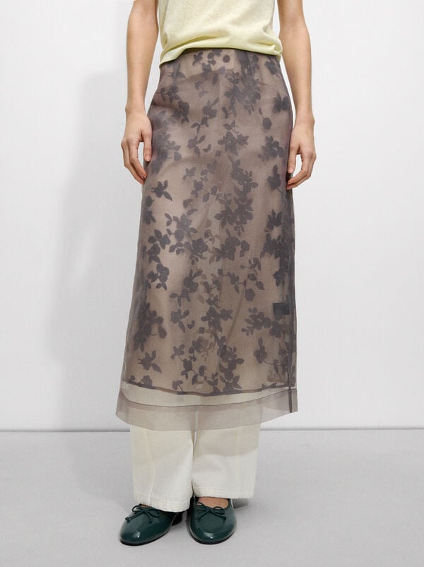 Printed semi-transparent skirt