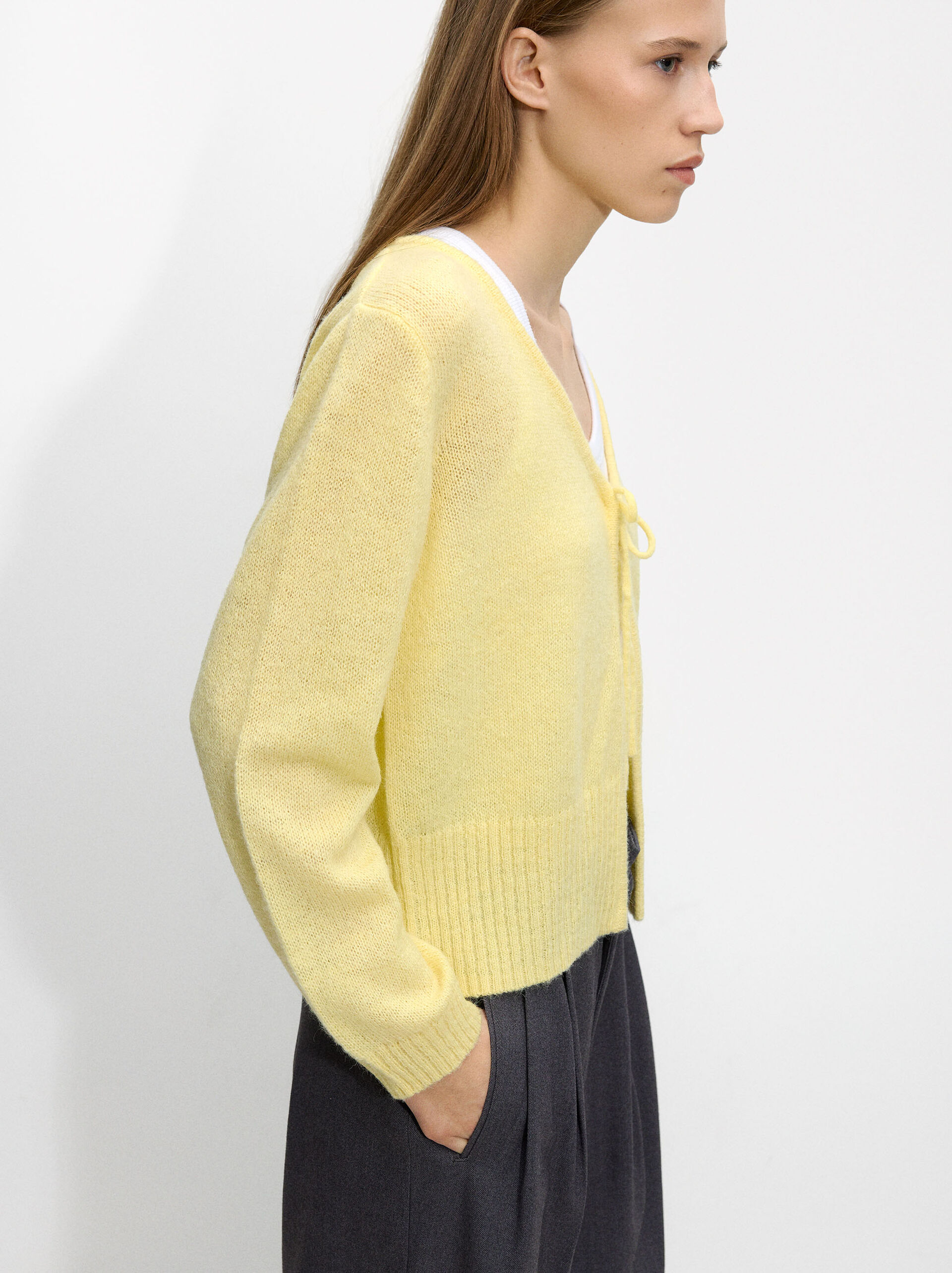 Knitted wool cardigan image number 2.0