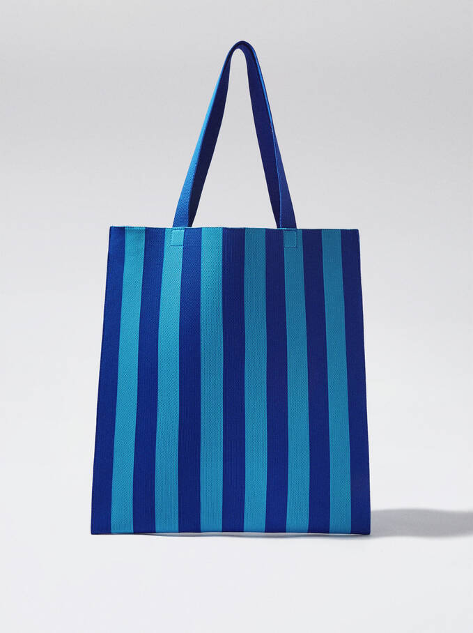 Striped Tote Bag, Blue, hi-res