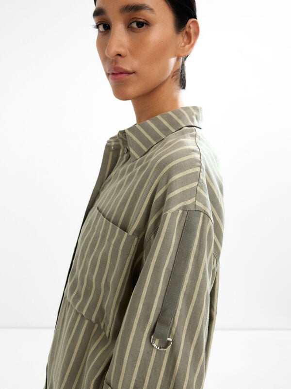 Striped shirtdress linen blend