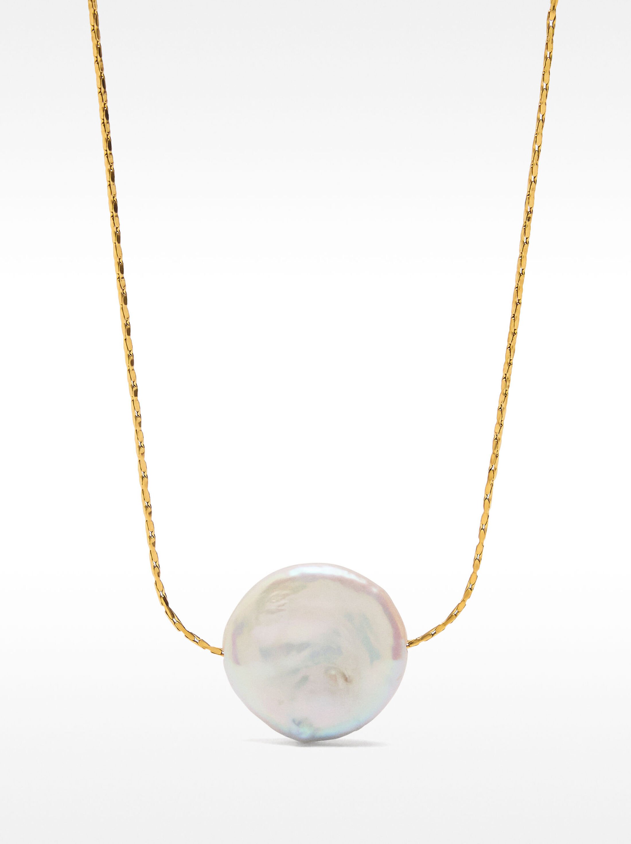 Baroque freshwater pearl necklace - stainless steel image number 0.0