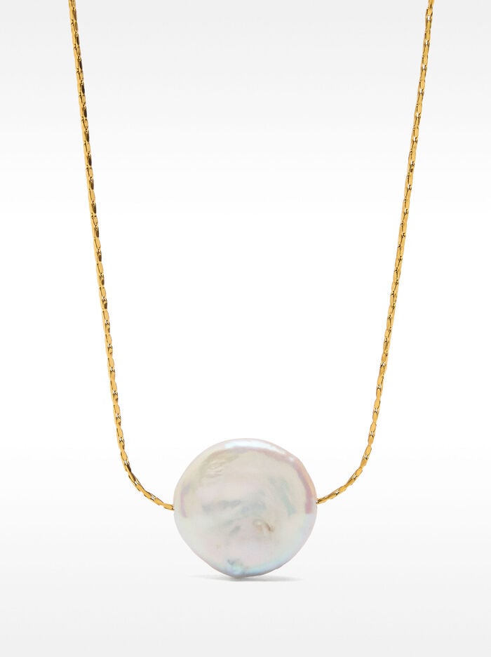 Collar con perla barroca de agua dulce - acero inoxidable