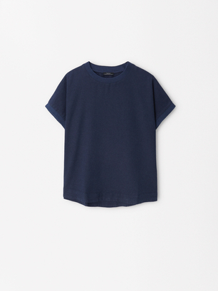 T-Shirt 100% Lyocell, Bleu Foncé, hi-res
