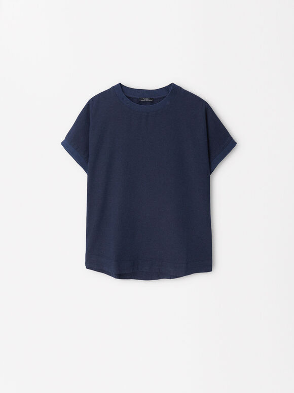 T-Shirt Aus 100 % Lyocell, Marineblau, hi-res