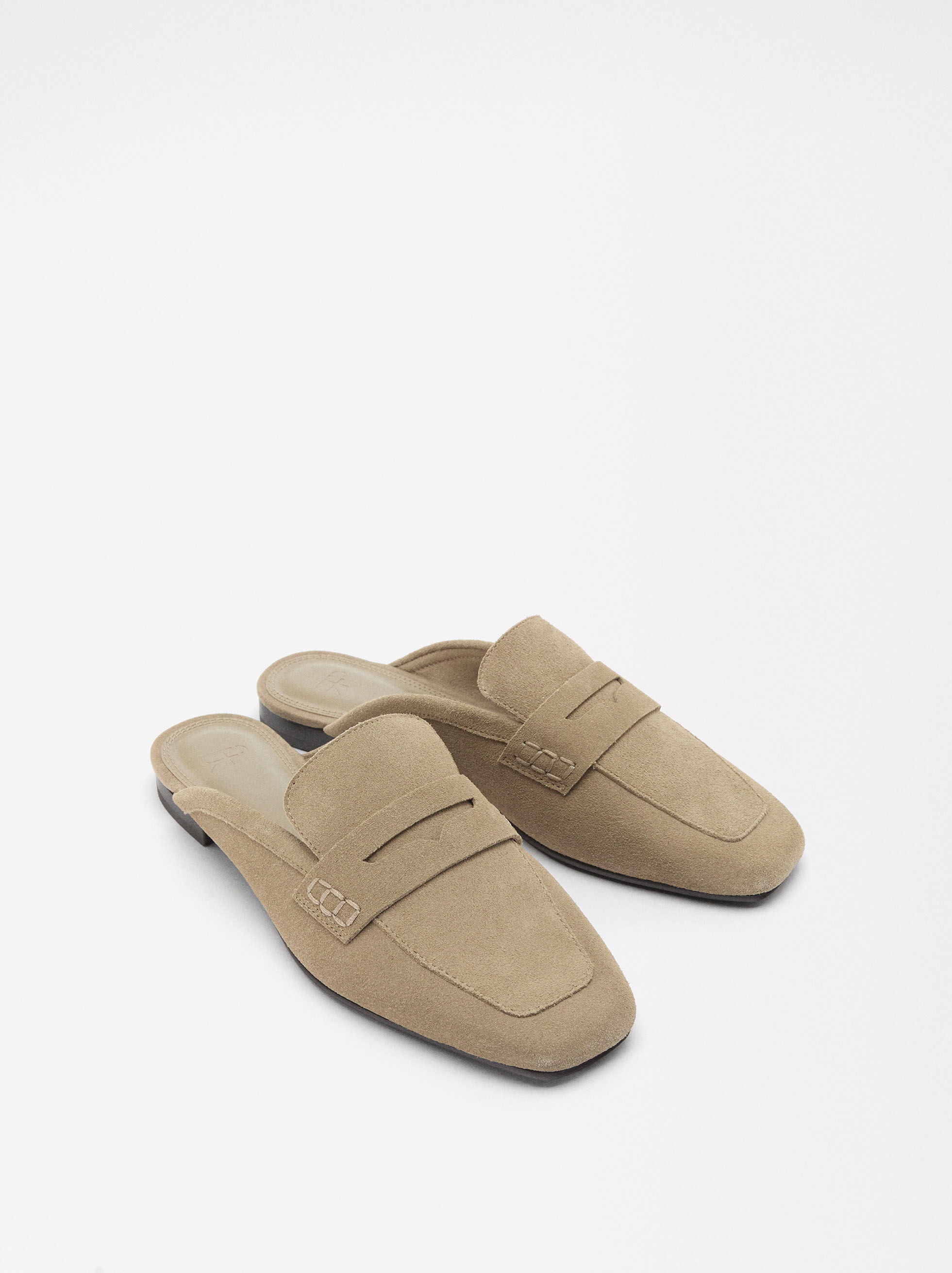 Leather flat slingback shoes