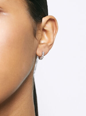 925 Sterling Silver Hoops With Zirconia image number 1.0