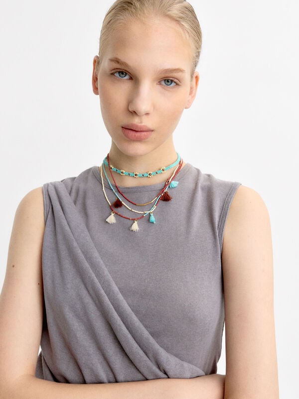 Set of necklaces with tassels