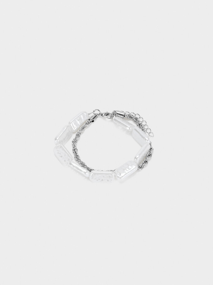 Adjustable Bracelet With Pearls, White, hi-res