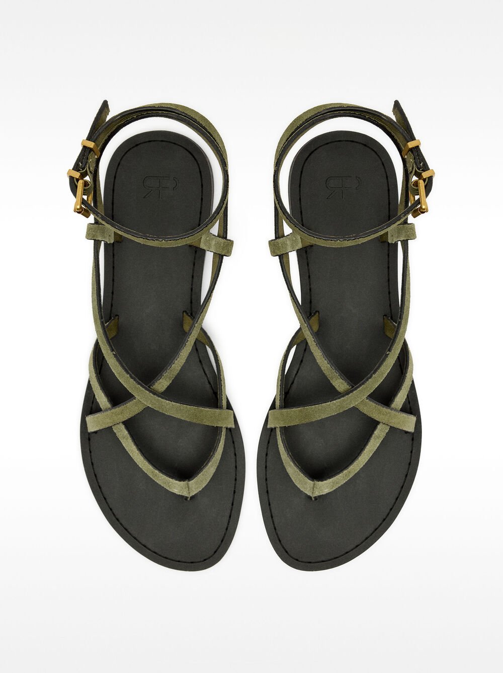 Leather sandals with crossed straps