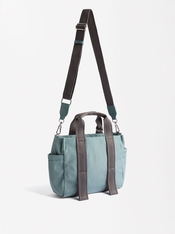 Nylon tote bag with pendant