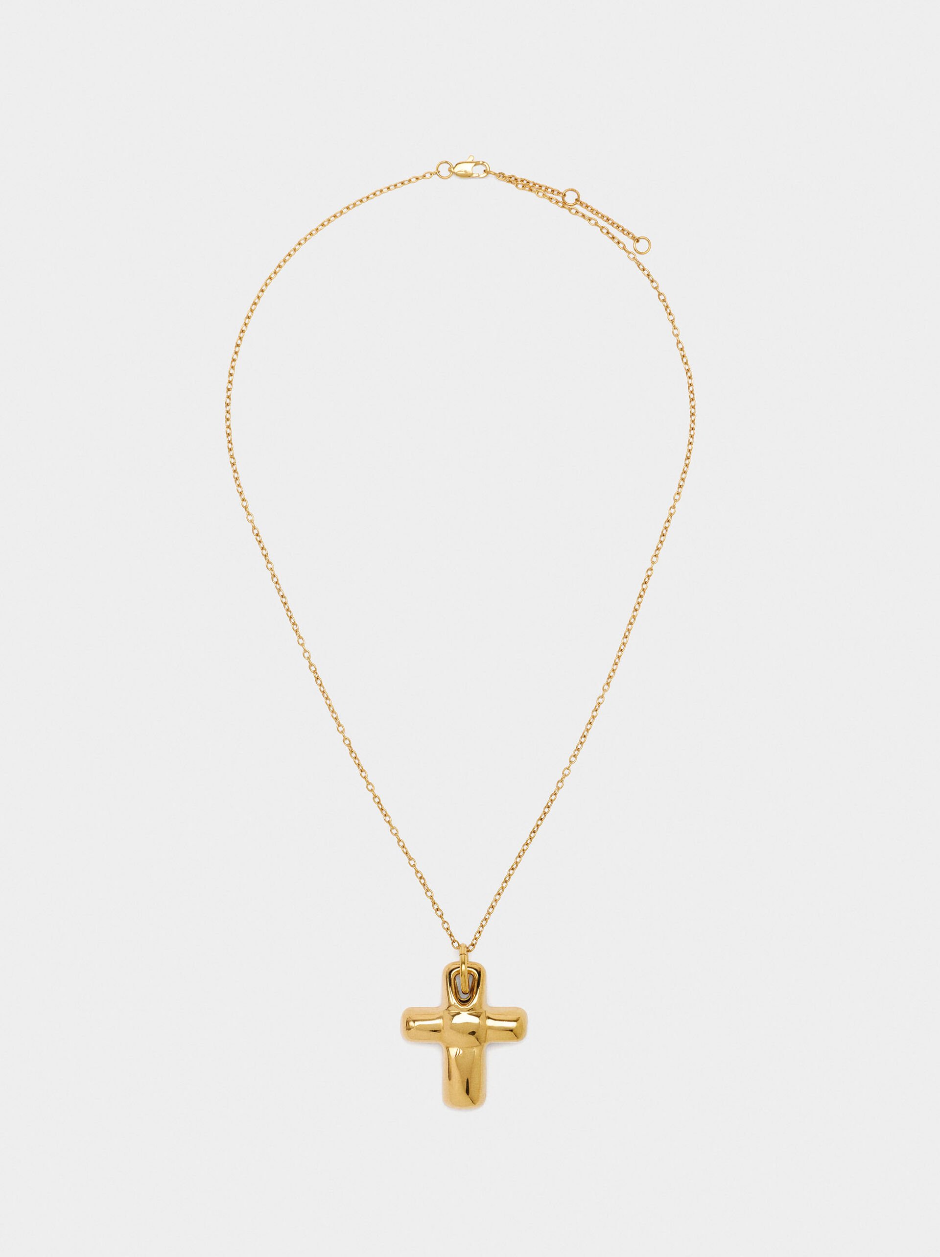 Necklace with cross pendant - stainless steel image number 1.0