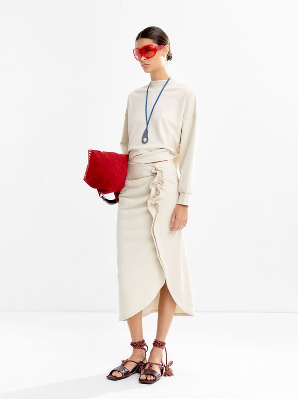 Midi skirt with gathering