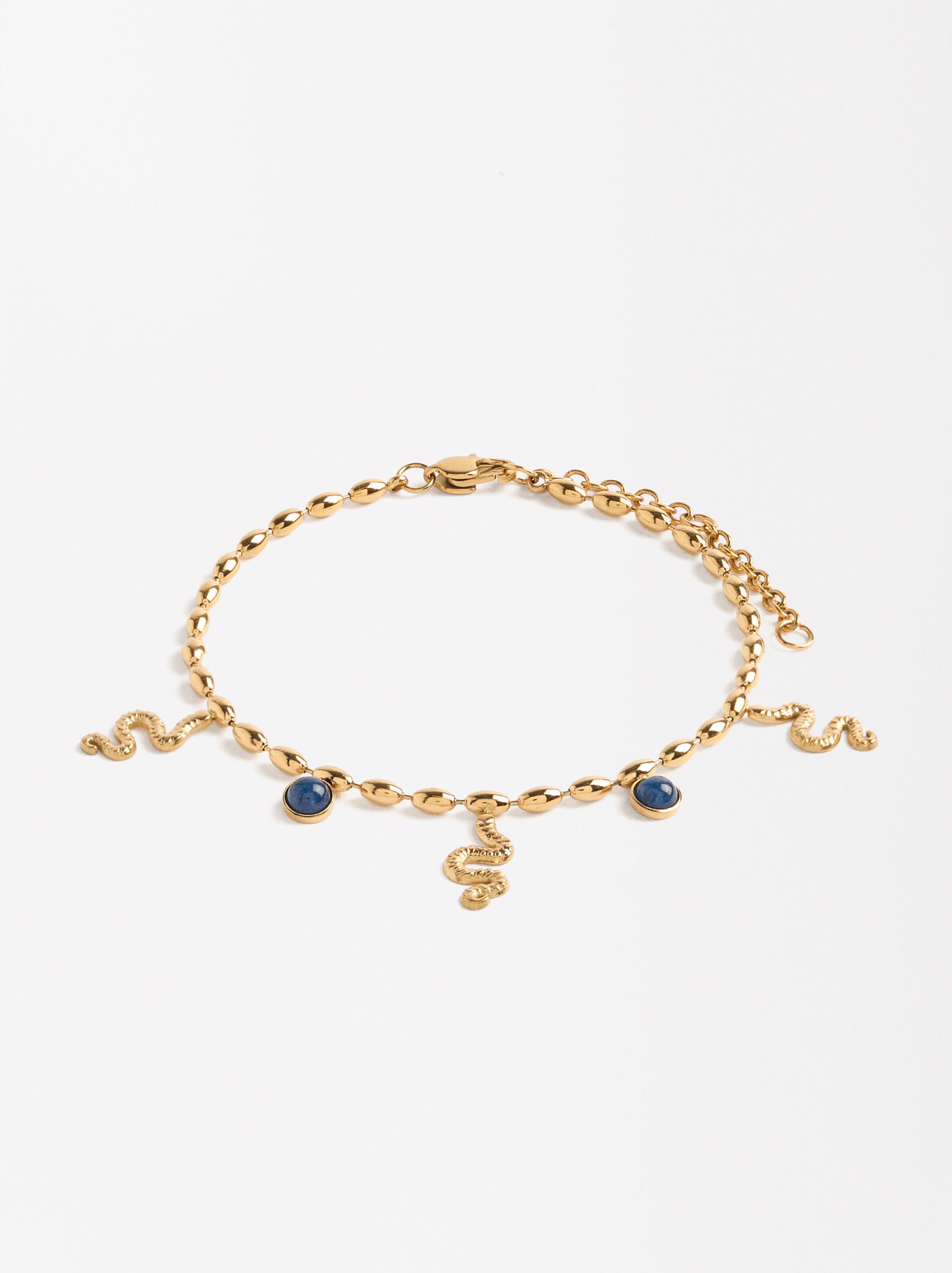 Pulsera con piedras y serpientes - Acero inoxidable image number 0.0