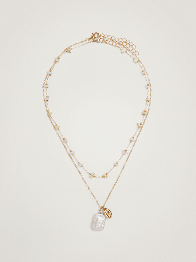 Set Of Necklaces With Freshwater Pearl, Golden, hi-res